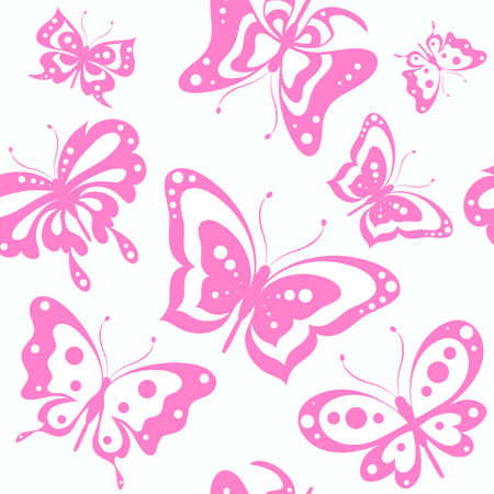 beautiful pink butterflies, isolated on a whiteのイラスト素材