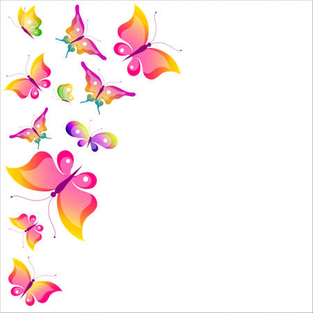 beautiful pink butterfly, watercolor, isolated on a white backgroundのイラスト素材
