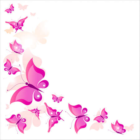 beautiful pink butterfly, watercolor, isolated on a white backgroundのイラスト素材