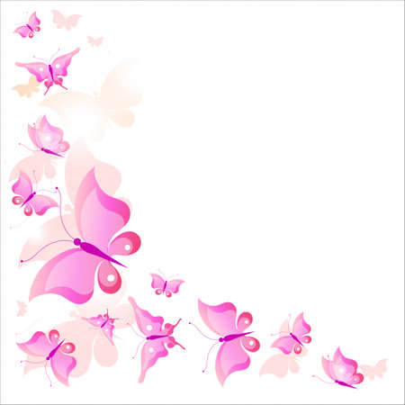 beautiful pink butterfly, watercolor, isolated on a white backgroundのイラスト素材