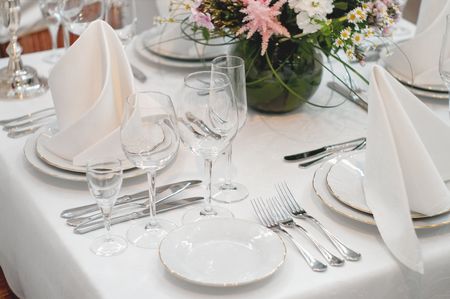  Fancy table set for a dinnerの写真素材