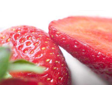 Fresh and tasty strawberries isolated on white background の写真素材