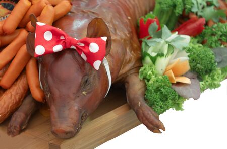 roasted pig with vegetablesの写真素材