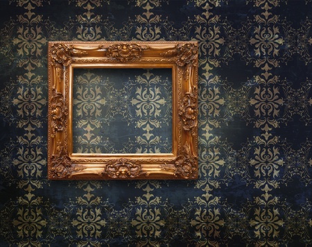 Retro frame over grunge wallpaper 