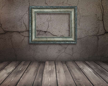 Vintage Old room, grunge industrial interior, and frames の写真素材