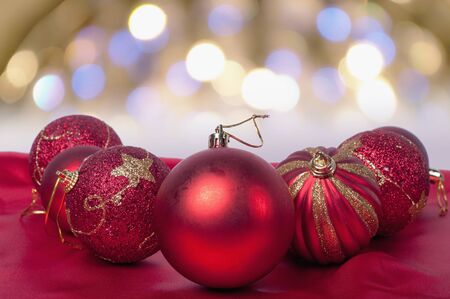 Christmas balls on abstract background の写真素材