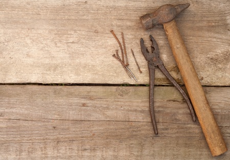 tool against wooden wall 