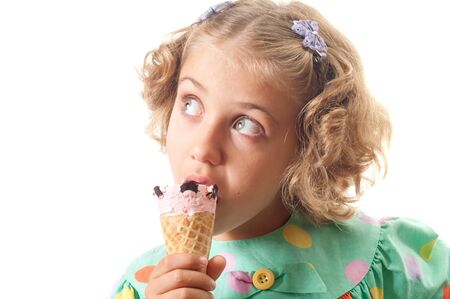 Child eats ice の写真素材