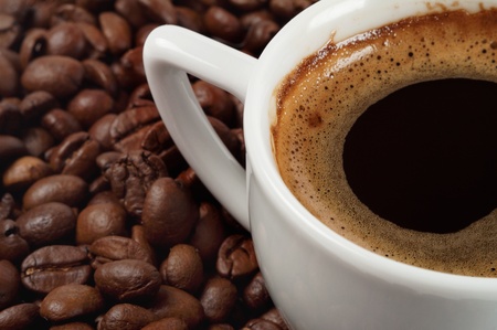 Close-up cup of hot coffee の写真素材