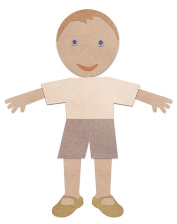 image of a boy from a paper on a white backgroundの写真素材
