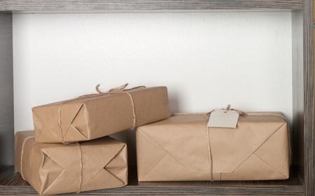 parcel wrapped packaged boxの写真素材