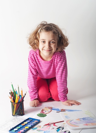 Little child, drawing paint. の写真素材