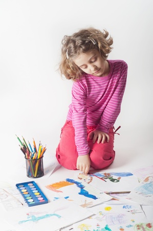 Little child, drawing paint. の写真素材