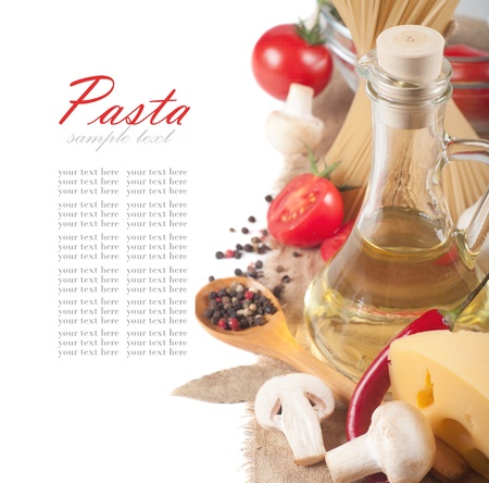 italian pasta with tomato, cheese and mushroomsの写真素材