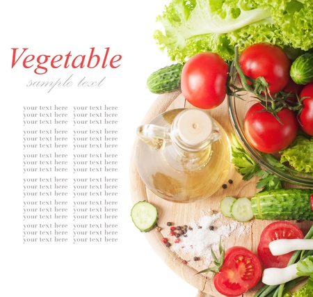 fresh vegetables and oilの写真素材
