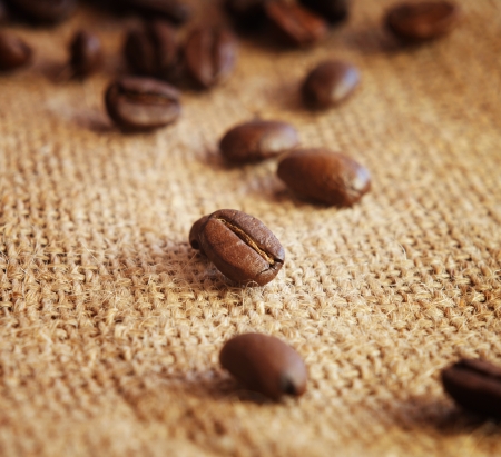 coffee on sack の写真素材