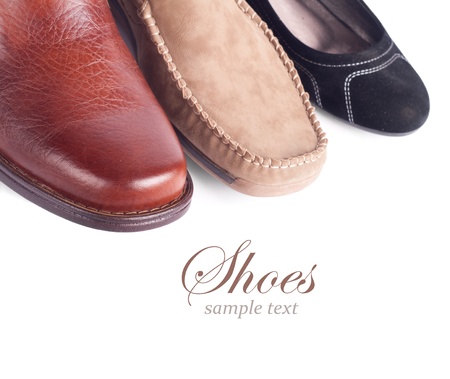 Row of  shoes isolated on the white の写真素材