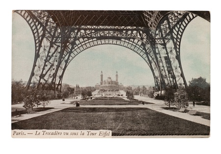 FRANCE - CIRCA 1905  A postcard printed in France shows image of a Eiffel Tower series, circa 1905  の写真素材