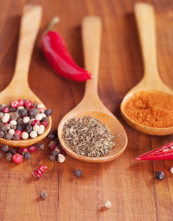 spices on a wooden table  Selective focus  の写真素材