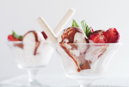 strawberry ice creamの写真素材