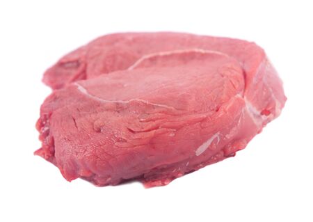 crude meat close up on white の写真素材