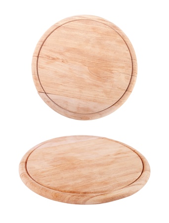 wooden  tray for meat and vegetable on white background の写真素材