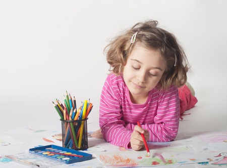 Little child, drawing paint  の写真素材