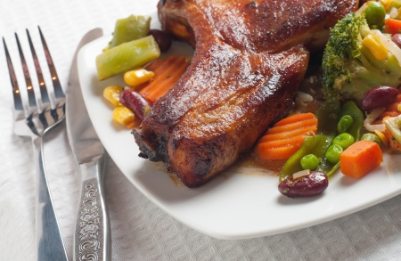 Roasted meat with vegetablesの写真素材