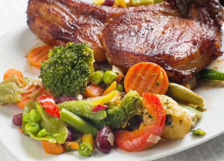 Roasted meat with vegetablesの写真素材