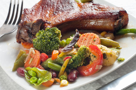 Roasted meat with vegetablesの写真素材