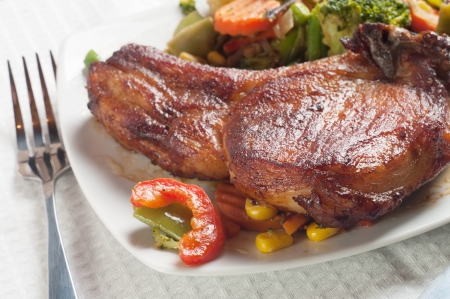 Roasted meat with vegetablesの写真素材