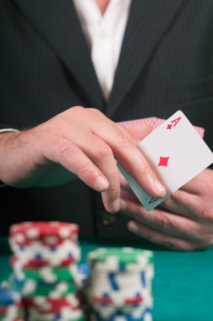 playing cards  in the handの写真素材