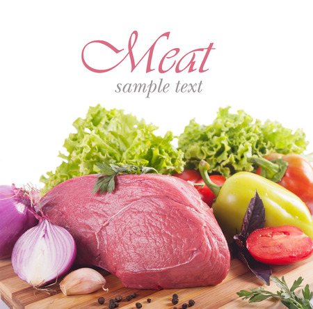 Raw fresh meat on boardの写真素材