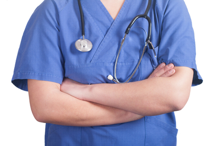  female doctor  isolated over white backgroundの写真素材