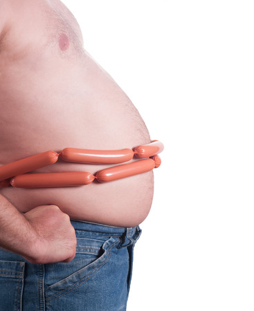 big belly of a fat manの写真素材
