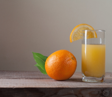 orange juice and orange fruitsの写真素材