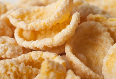 Close up cereal Corn Flakes Backgroundの写真素材