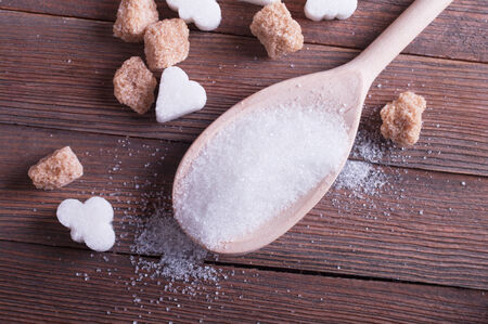 white and brown sugar close-upの写真素材