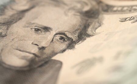 US Dollar bill, super macro, close up photoの写真素材