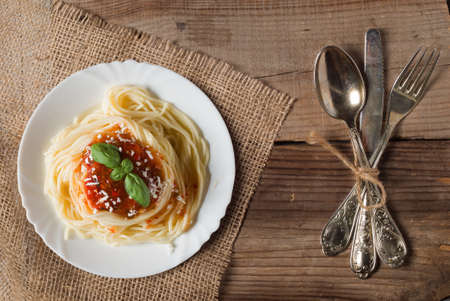 Spaghetti with tomato sauceの写真素材