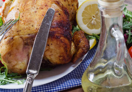 Grilled chicken and various vegetables