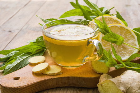 Ginger tea with lemonの写真素材