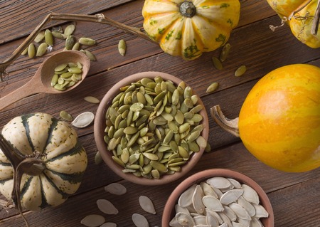 pumpkin with seedsの写真素材
