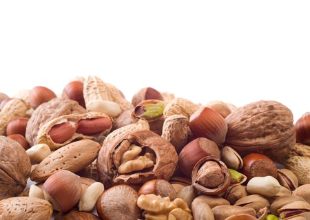 nuts isolated on white backgroundの写真素材