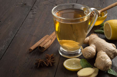 ginger tea with mint and lemon