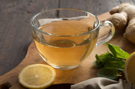 ginger tea with mint and lemon