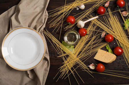 Ingredients for traditional italian pastaの写真素材
