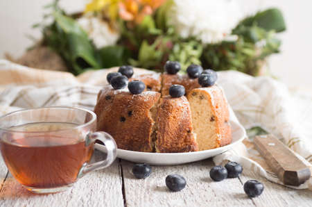 bundt cake on a wooden background