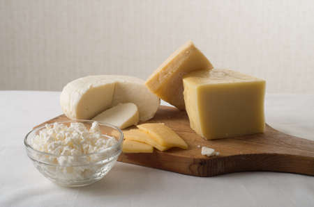 Dairy products on kitchen tableの写真素材