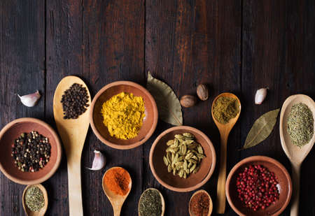Various spices selection. Top view.の写真素材